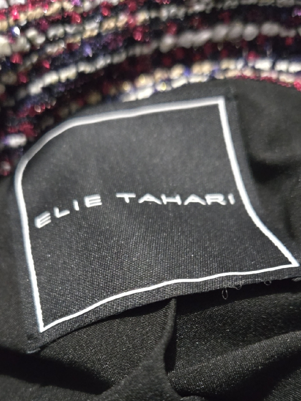 Elie Tahari Black Interior with Multicolor Tweed Trim